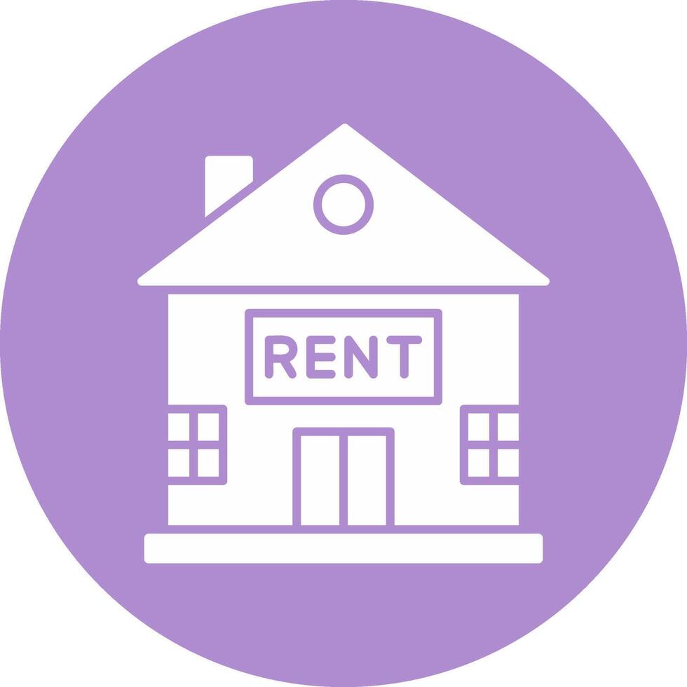 House for Rent Glyph Circle Icon vector