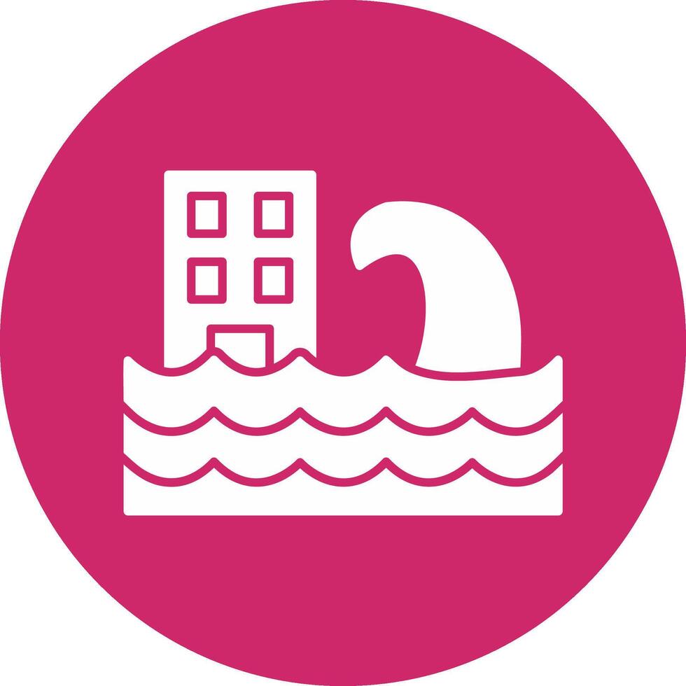 Tsunami Glyph Circle Icon vector