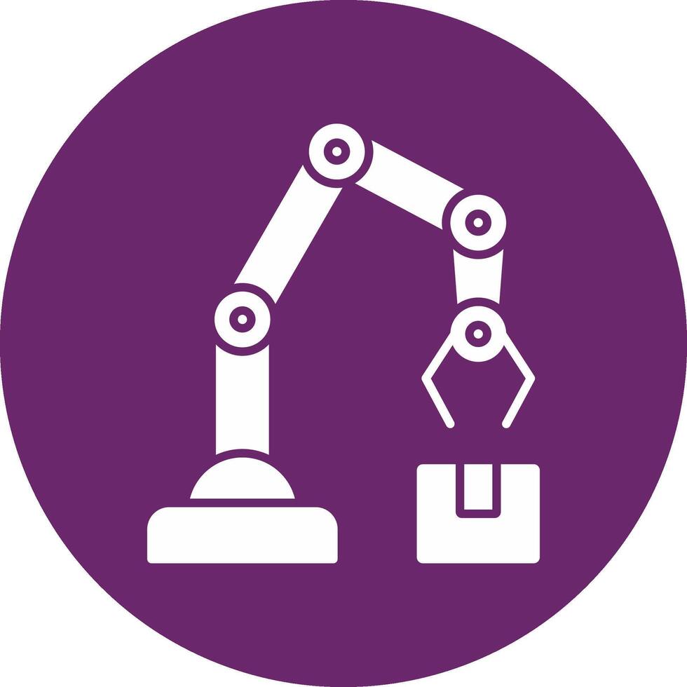Robotic Arm Glyph Circle Icon vector