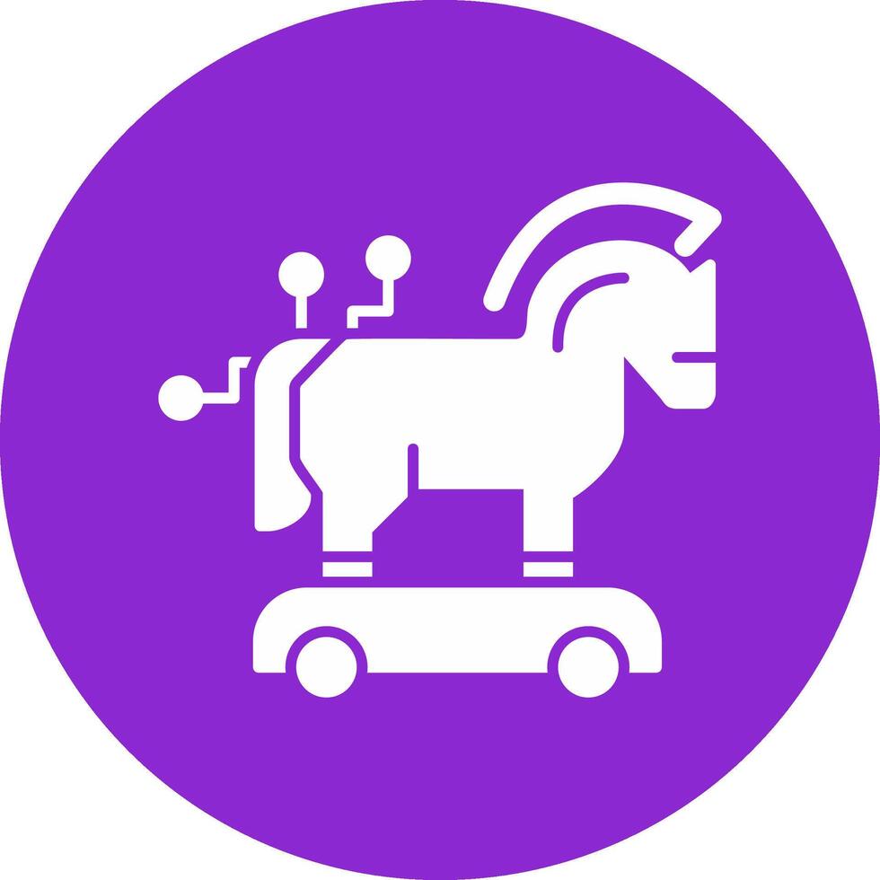 troyano caballo glifo circulo icono vector