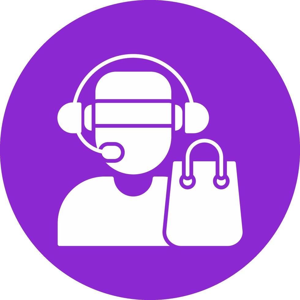 Customer Service Agent Glyph Circle Icon vector