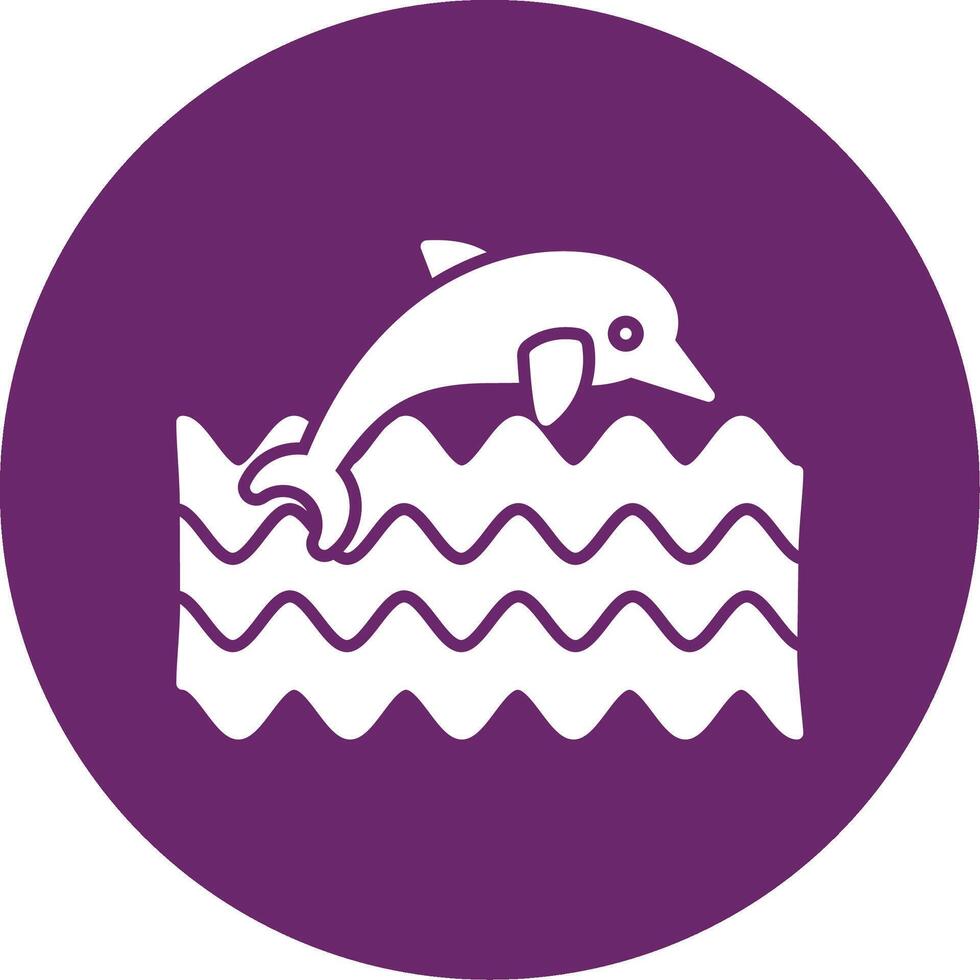 Dolphin Glyph Circle Icon vector