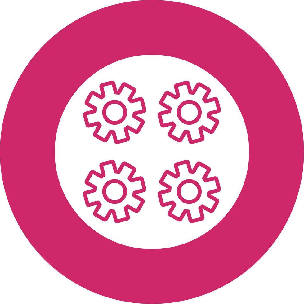 Gears Glyph Circle Icon vector