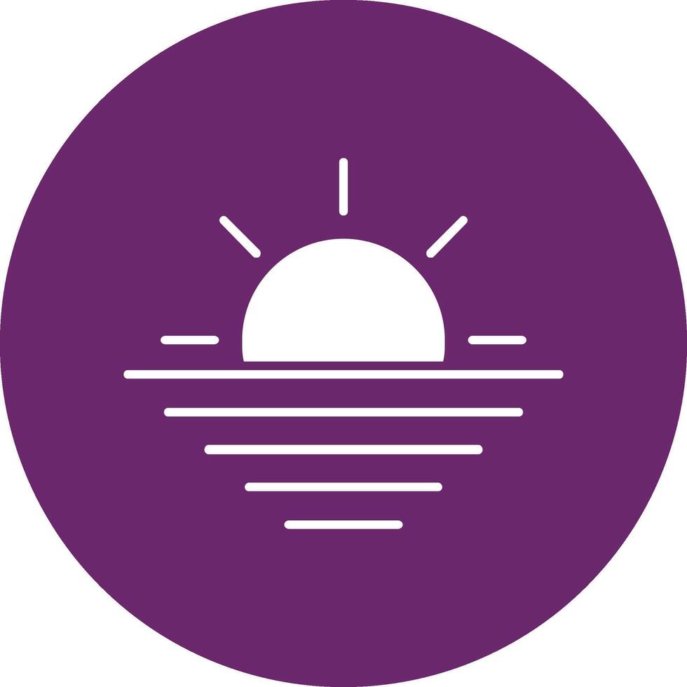 Sunset Glyph Circle Icon vector