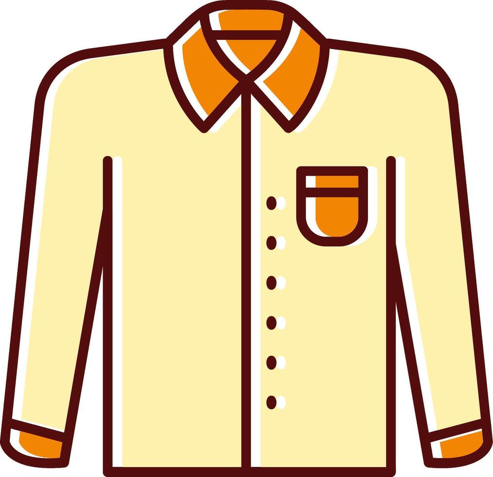 formal camisa lleno resbaló retro icono vector