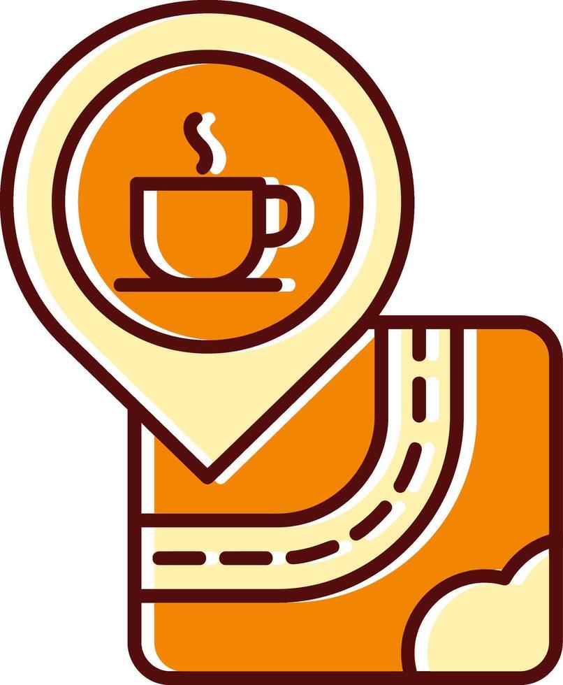 café lleno resbaló retro icono vector