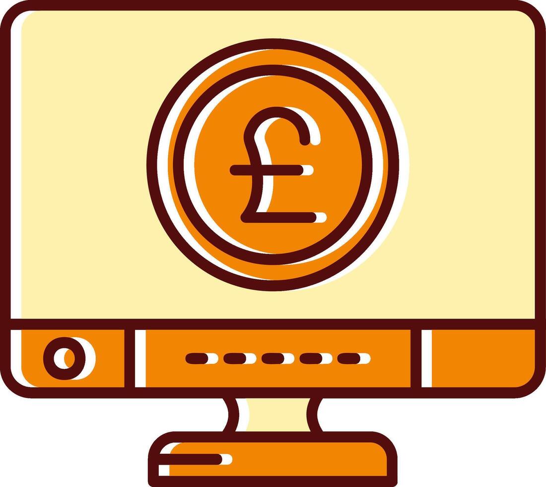 Pound filled Sliped Retro Icon vector