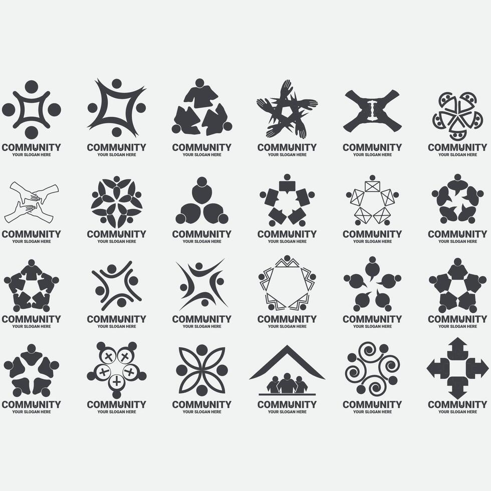collection of abstract community logos vector