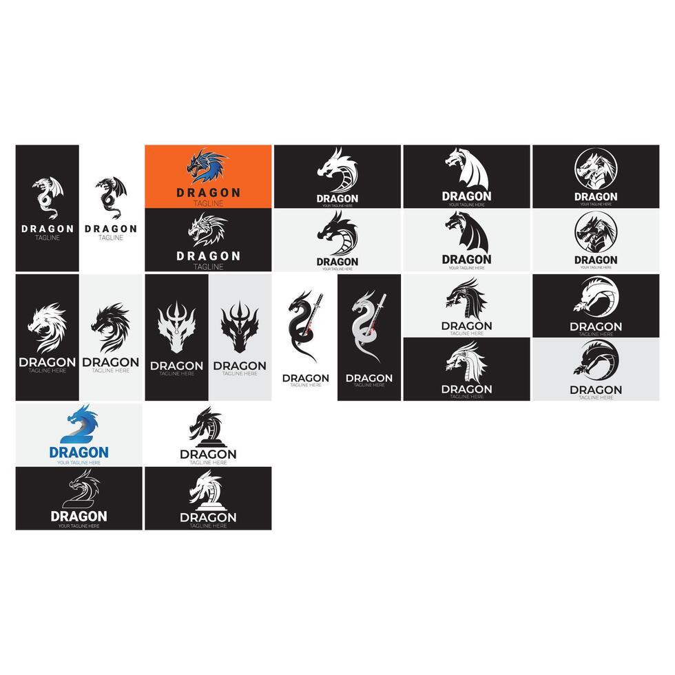 collection of dragon logos vector