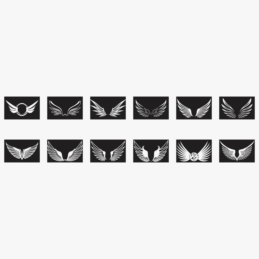 wings icon set vector