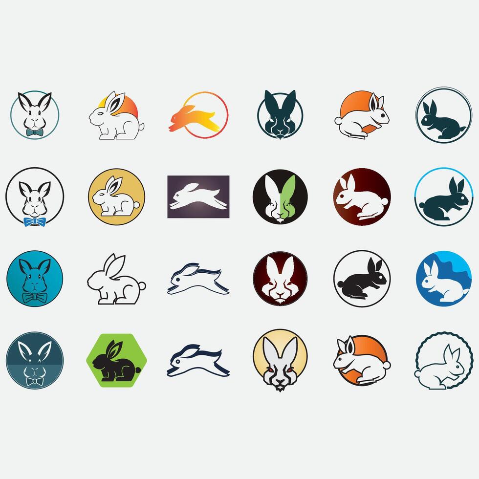 collection of rabbit logos vector