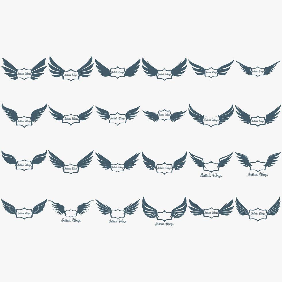 wings icon set vector