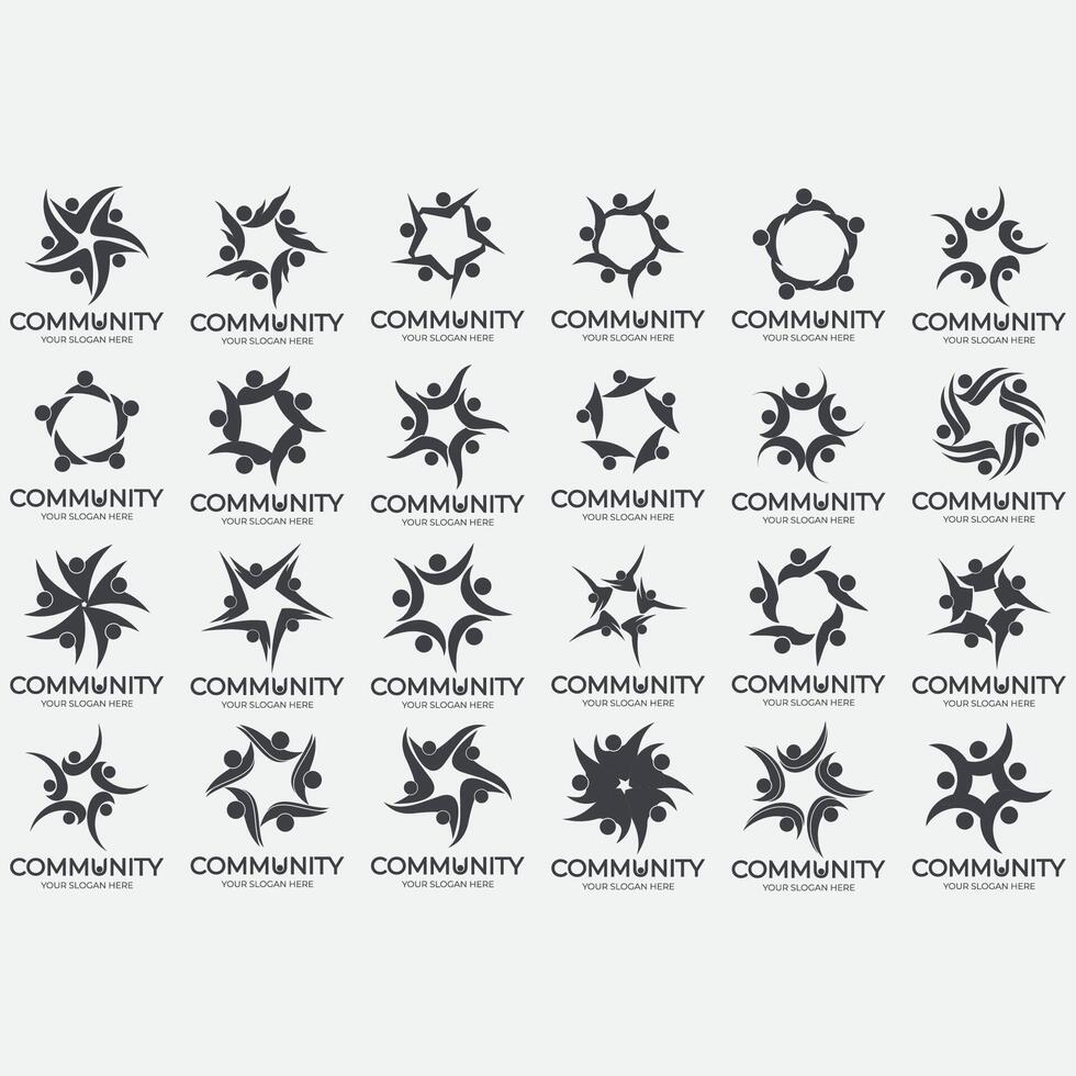 collection of abstract community logos vector