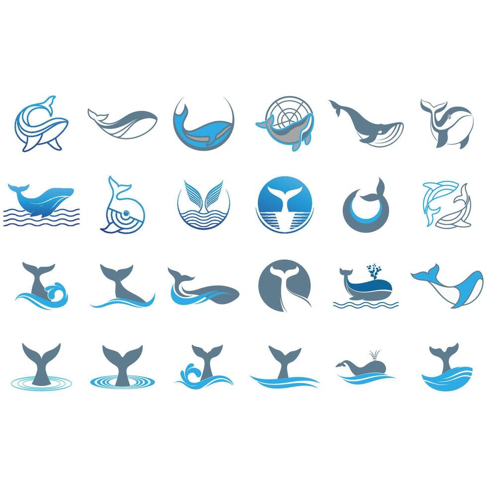 whale icon set vector