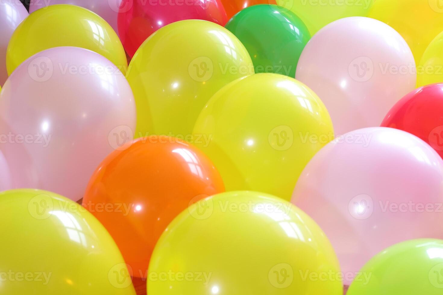Bunch of colorful balloons background, birthday party concept photo