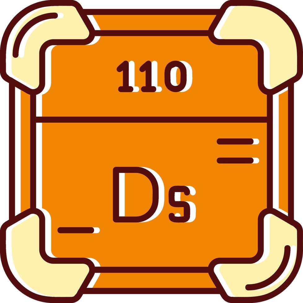 Darmstadtium lleno resbaló retro icono vector