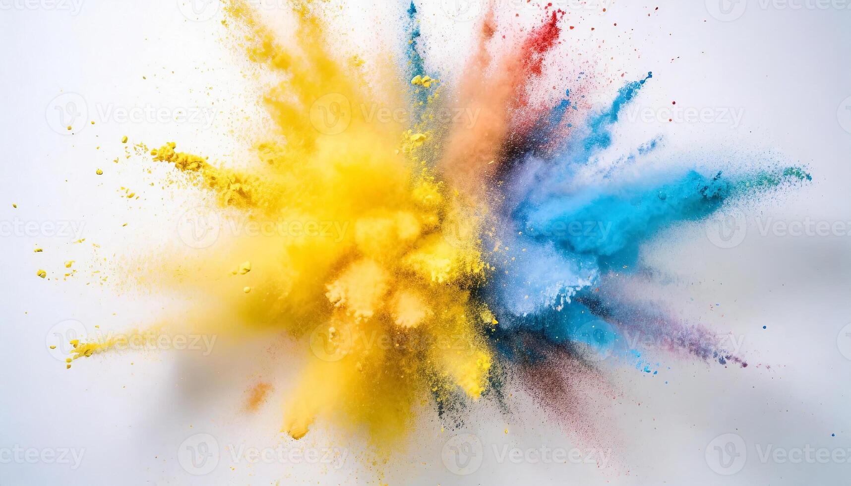 Colorful powder splash on white background photo