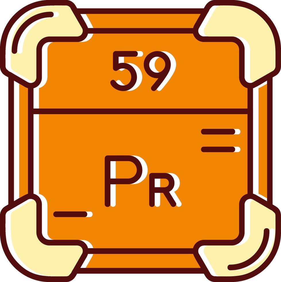 Praseodymium filled Sliped Retro Icon vector