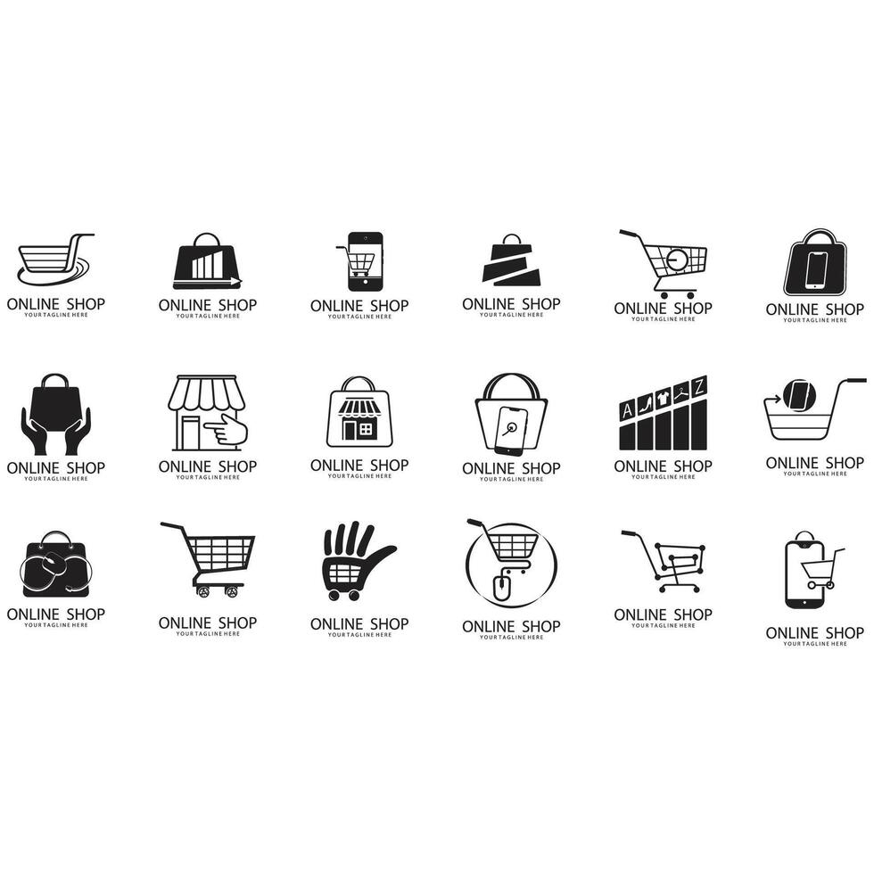 collection of online shop  logos vector