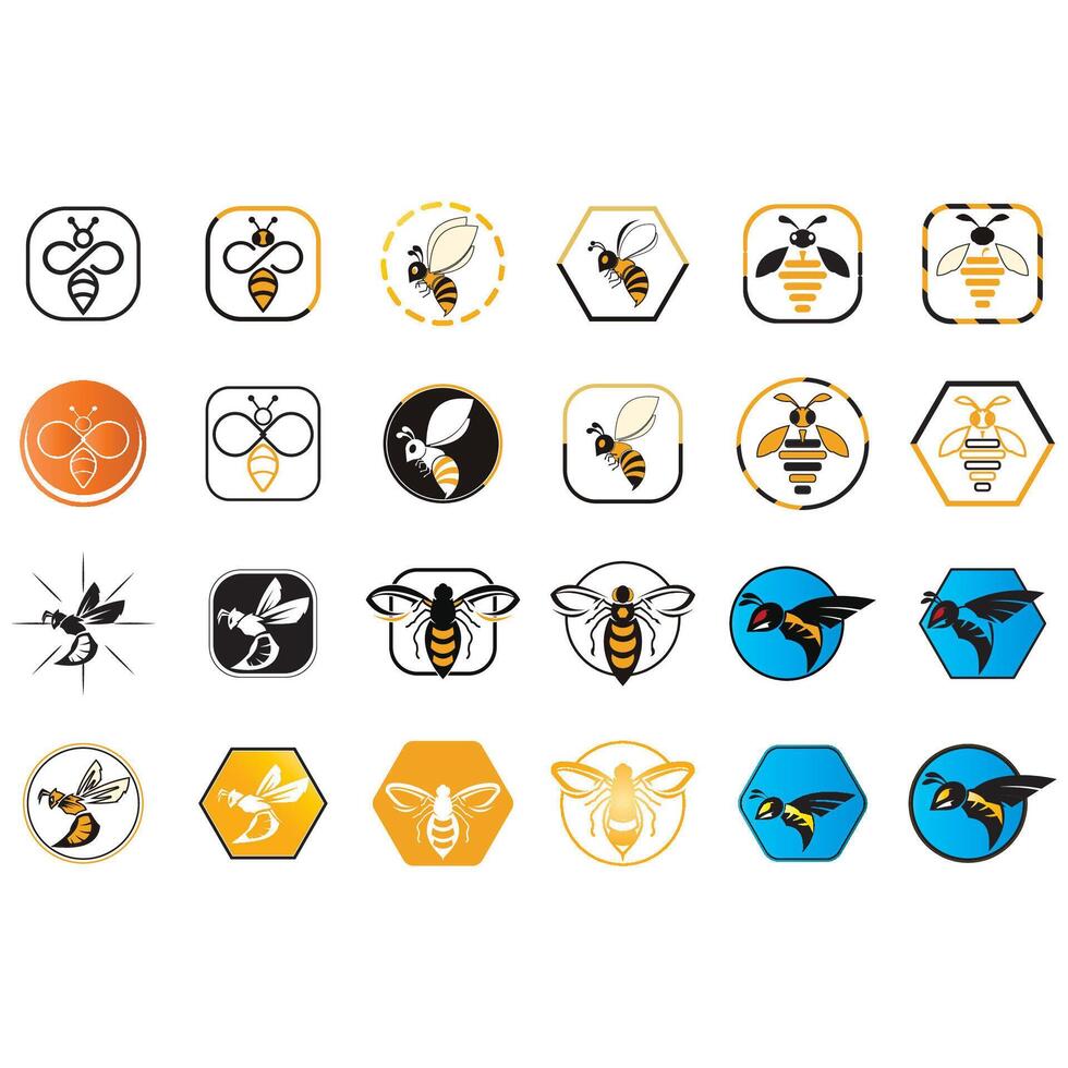 Icon set animal bee logo vector