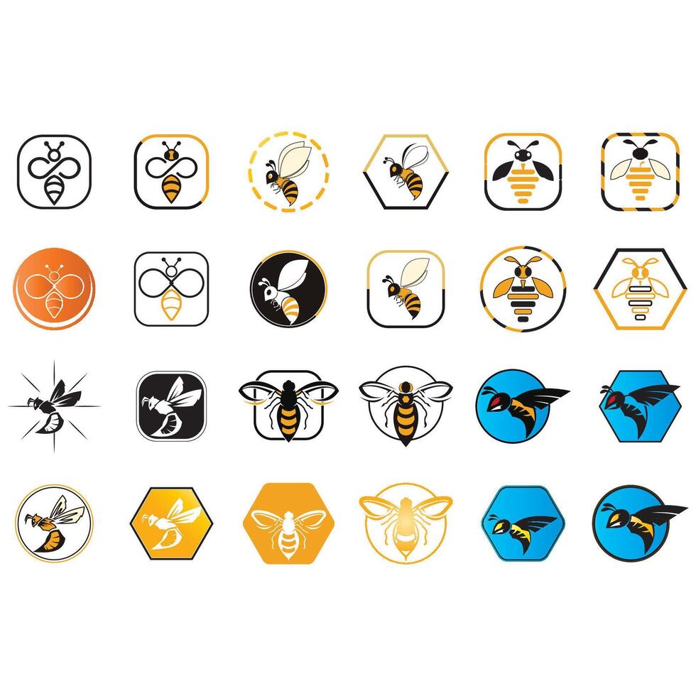 icono conjunto animal abeja logo vector