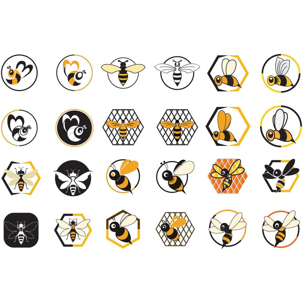Icon set animal bee logo vector