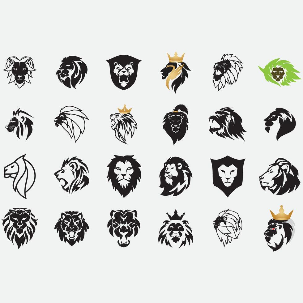 collection of lion logos vector