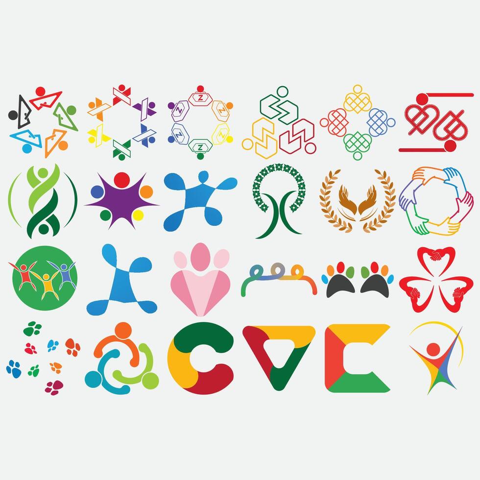 collection of abstract community logos vector
