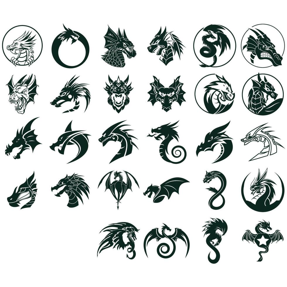 collection of dragon logos vector