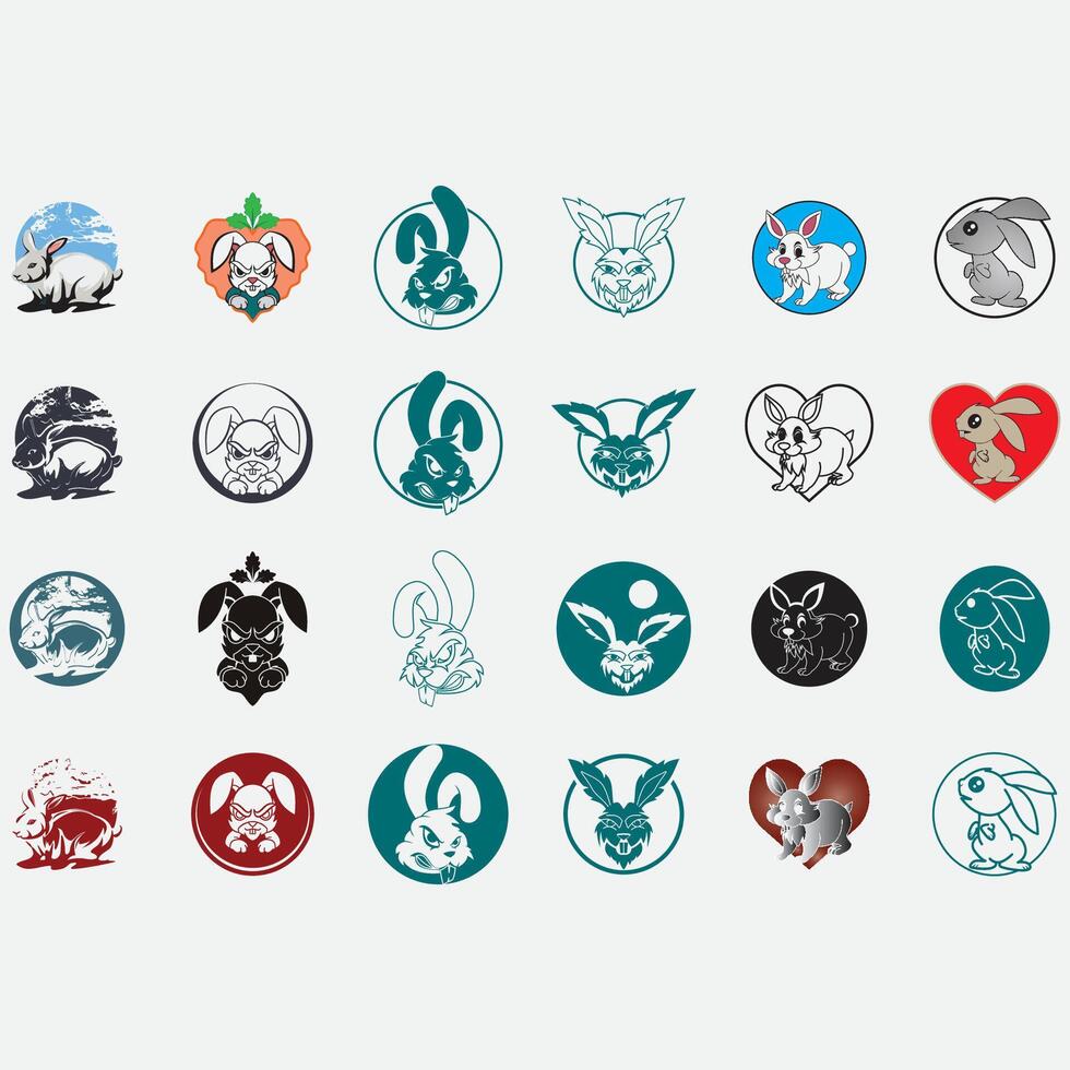 collection of rabbit logos vector