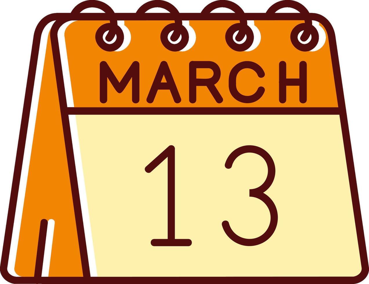 13th of March filled Sliped Retro Icon vector