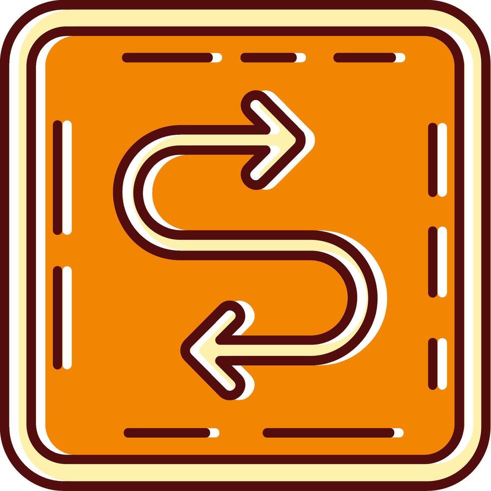 Zigzag filled Sliped Retro Icon vector
