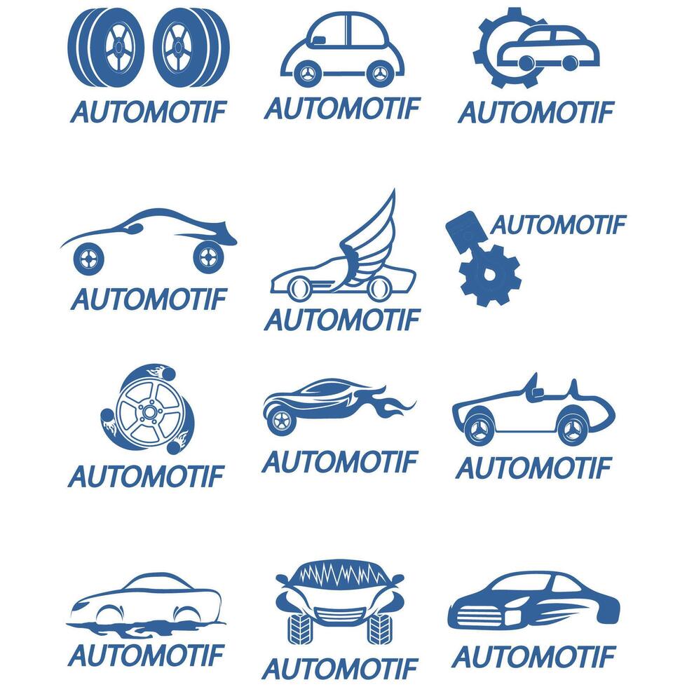 icono conjunto automotriz coche logo vector