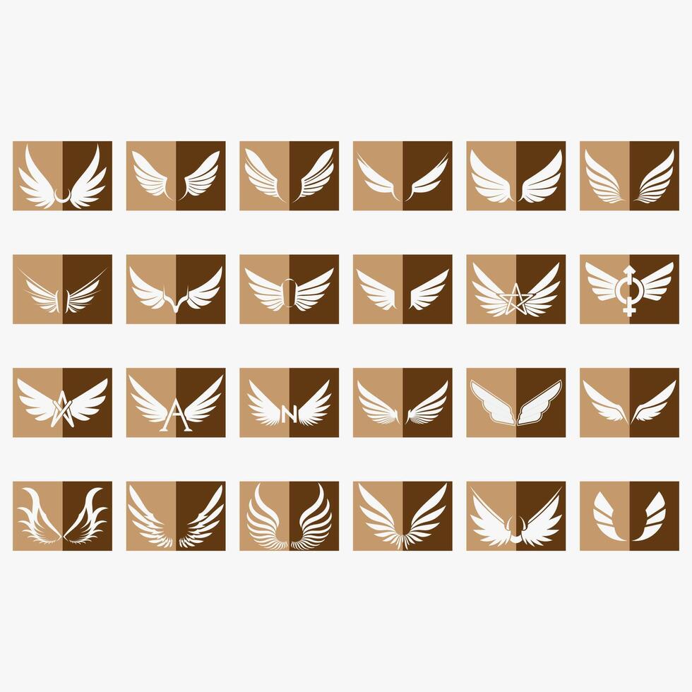 wings icon set vector
