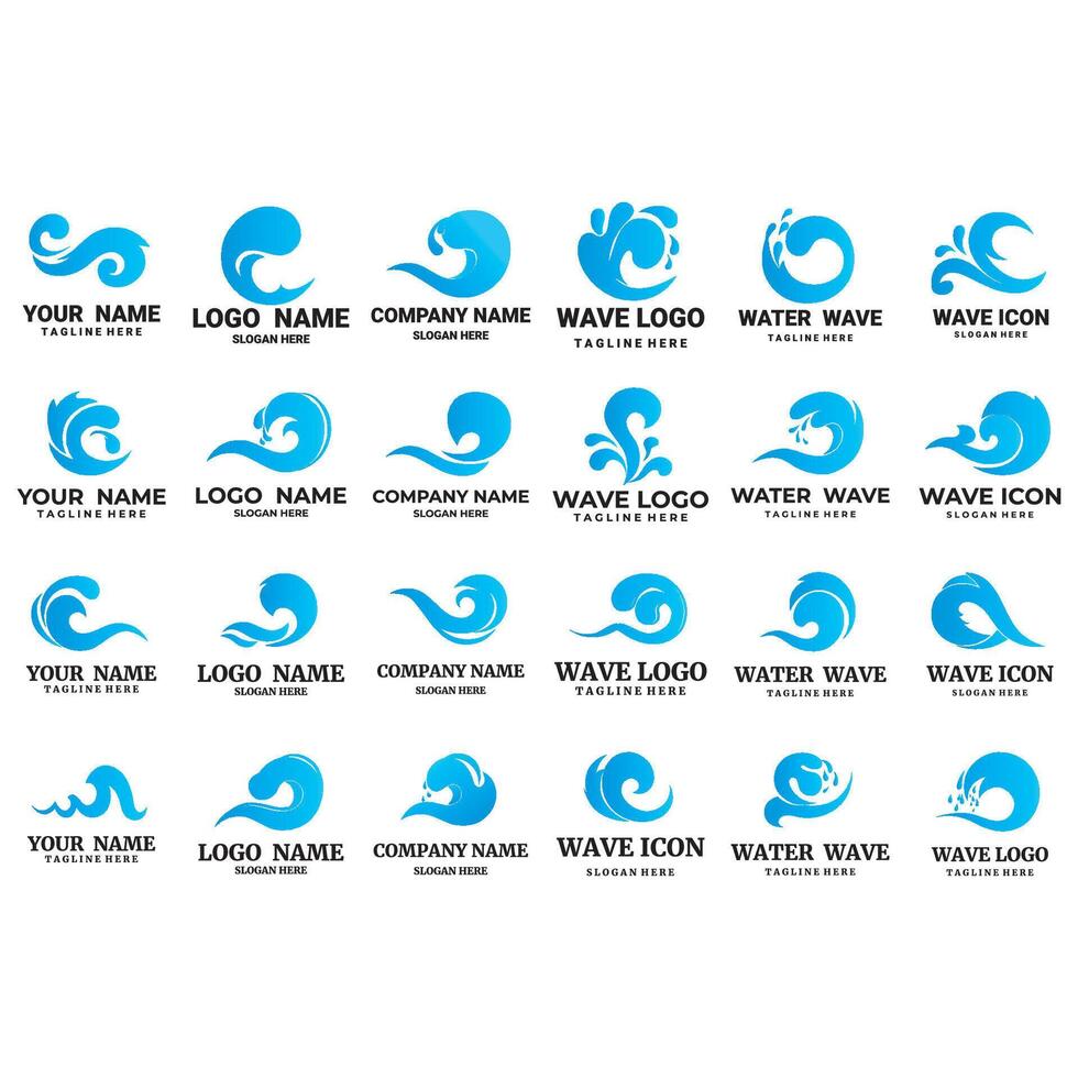 collection of wave logos vector