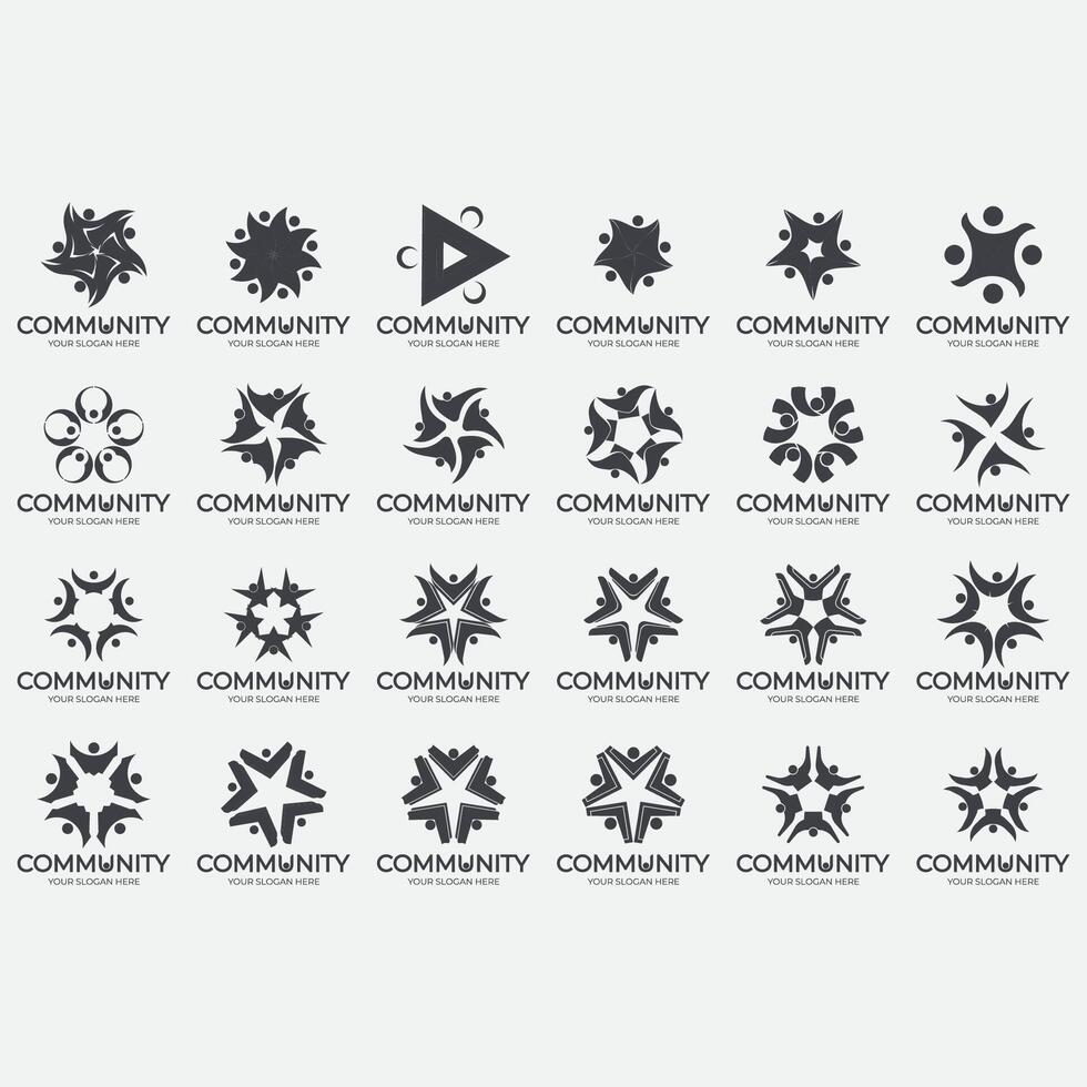 collection of abstract community logos vector