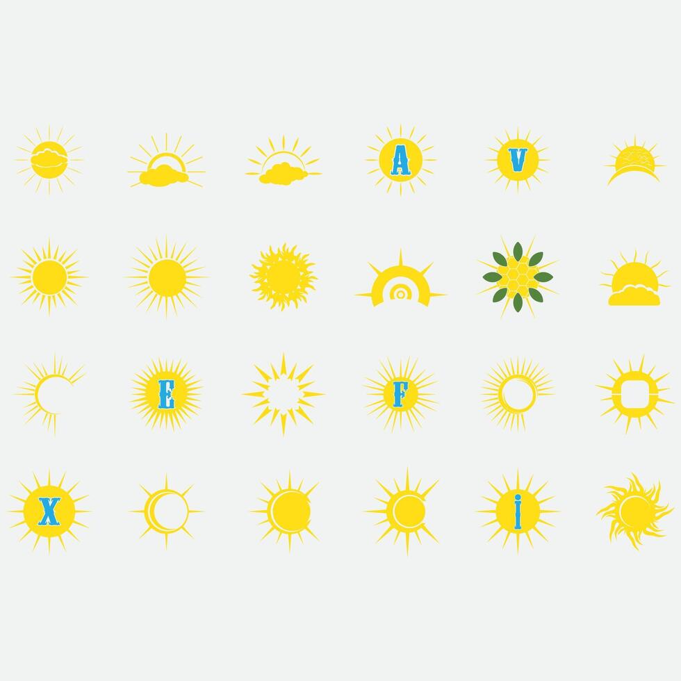 collection of sun logos vector