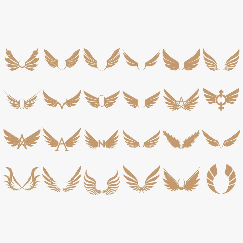 wings icon set vector