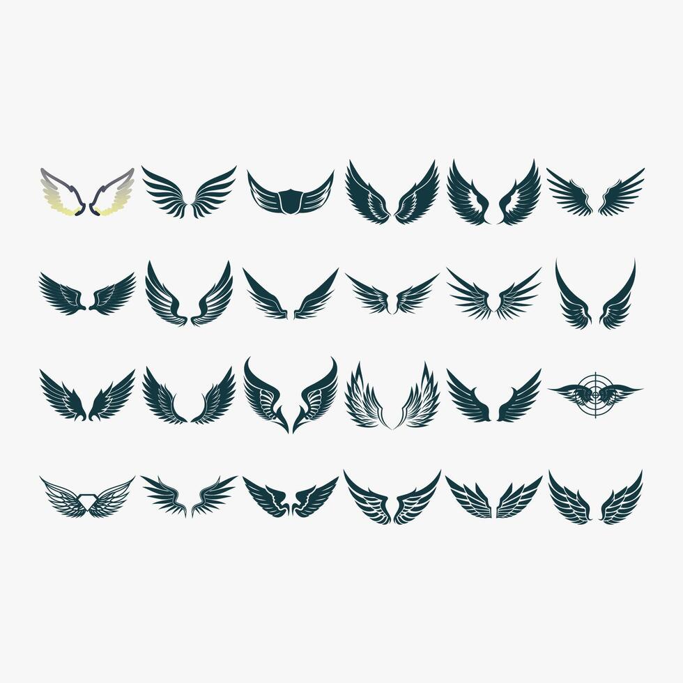 wings icon set vector