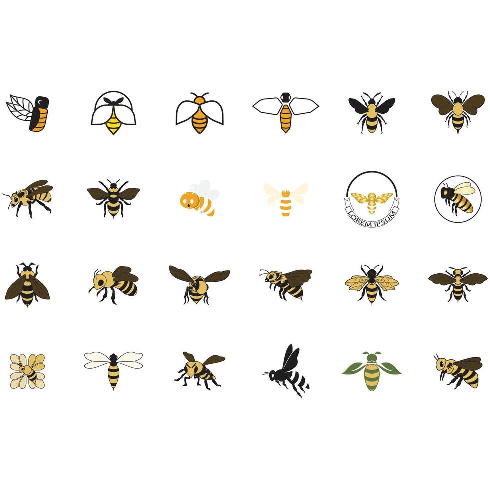 Icon set animal bee logo vector