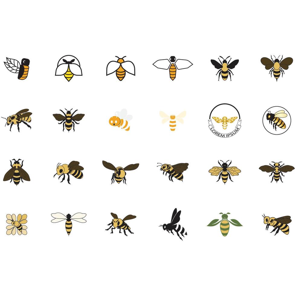 icono conjunto animal abeja logo vector