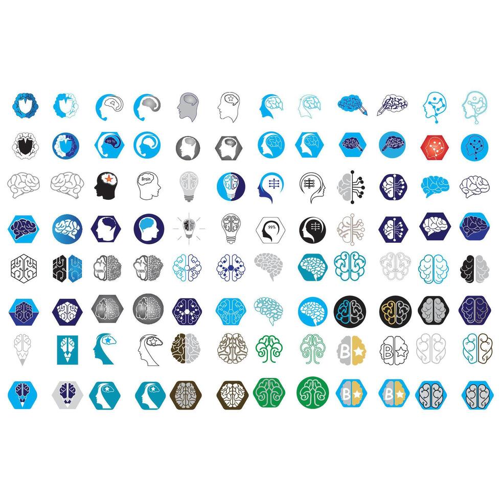 collection of brain logos vector