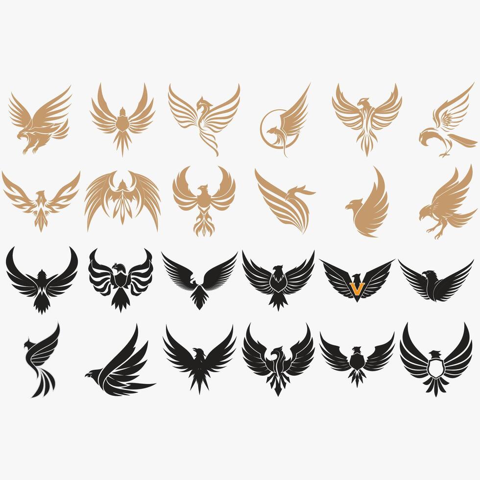 wings icon set vector