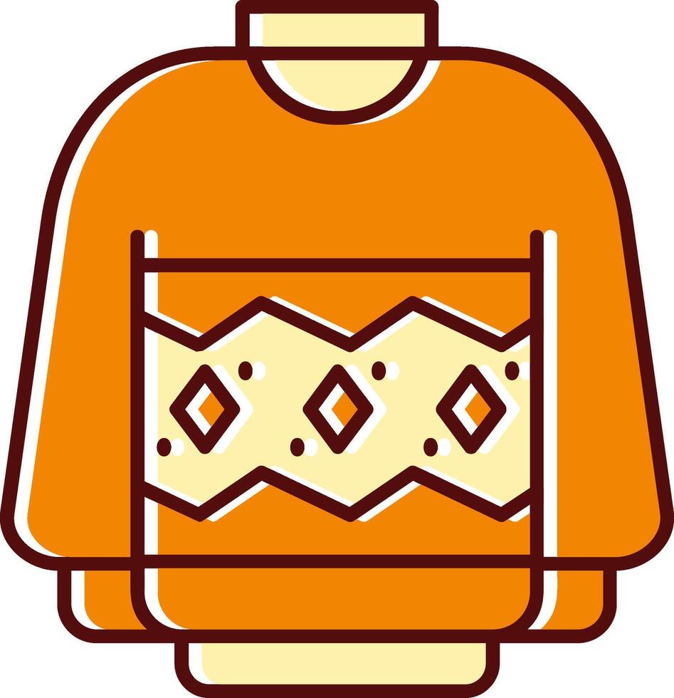 suéter lleno resbaló retro icono vector