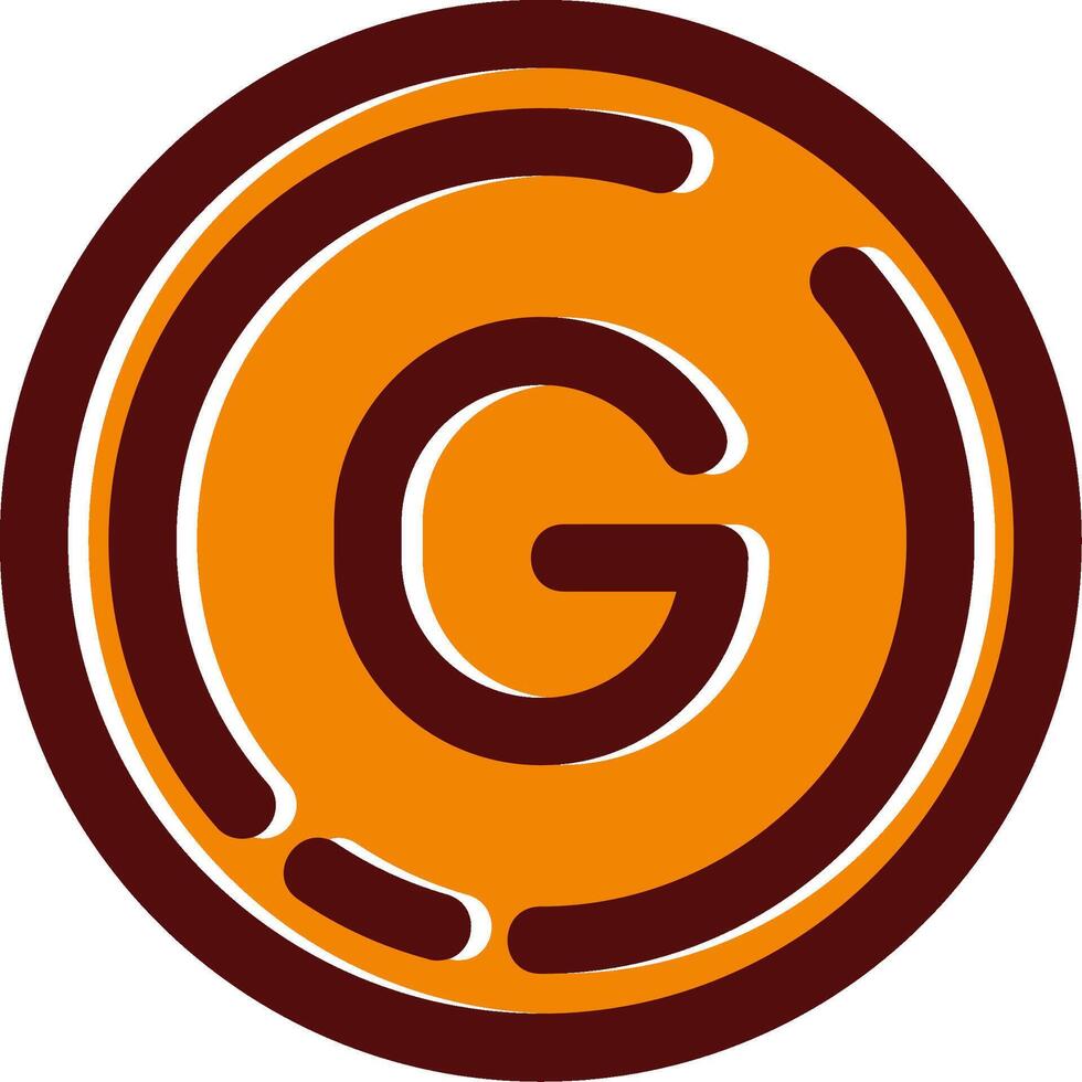 Letter g filled Sliped Retro Icon vector