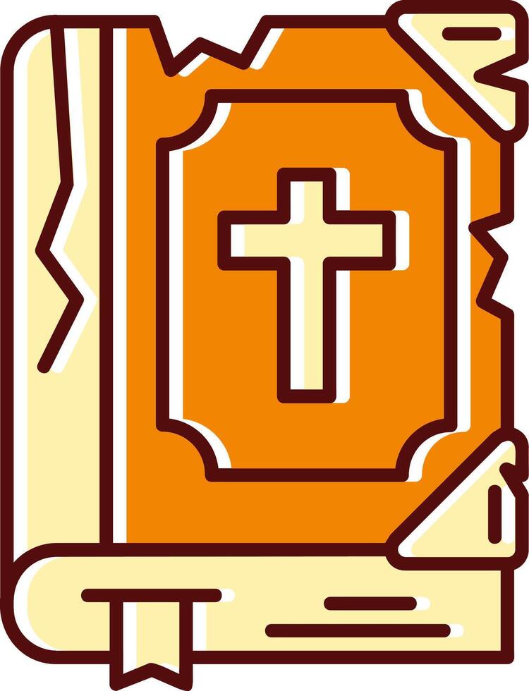 Biblia lleno resbaló retro icono vector