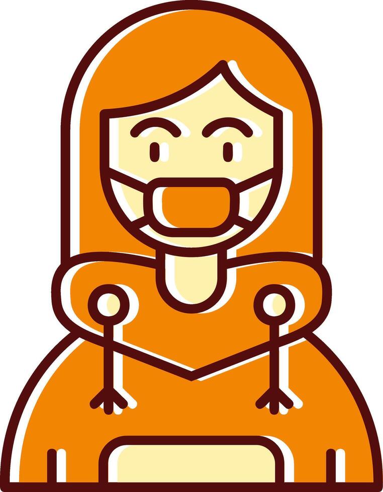 Face mask filled Sliped Retro Icon vector