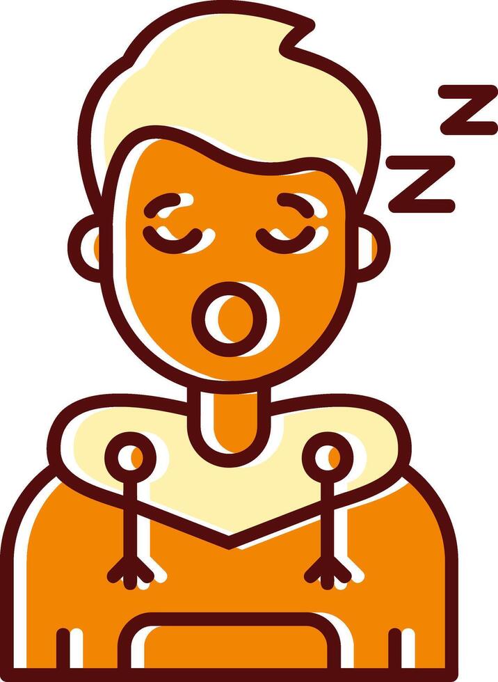 dormir lleno resbaló retro icono vector