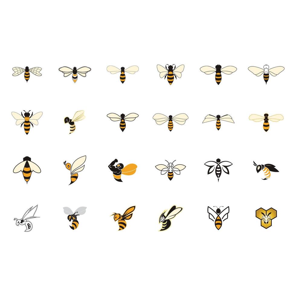 icono conjunto animal abeja logo vector