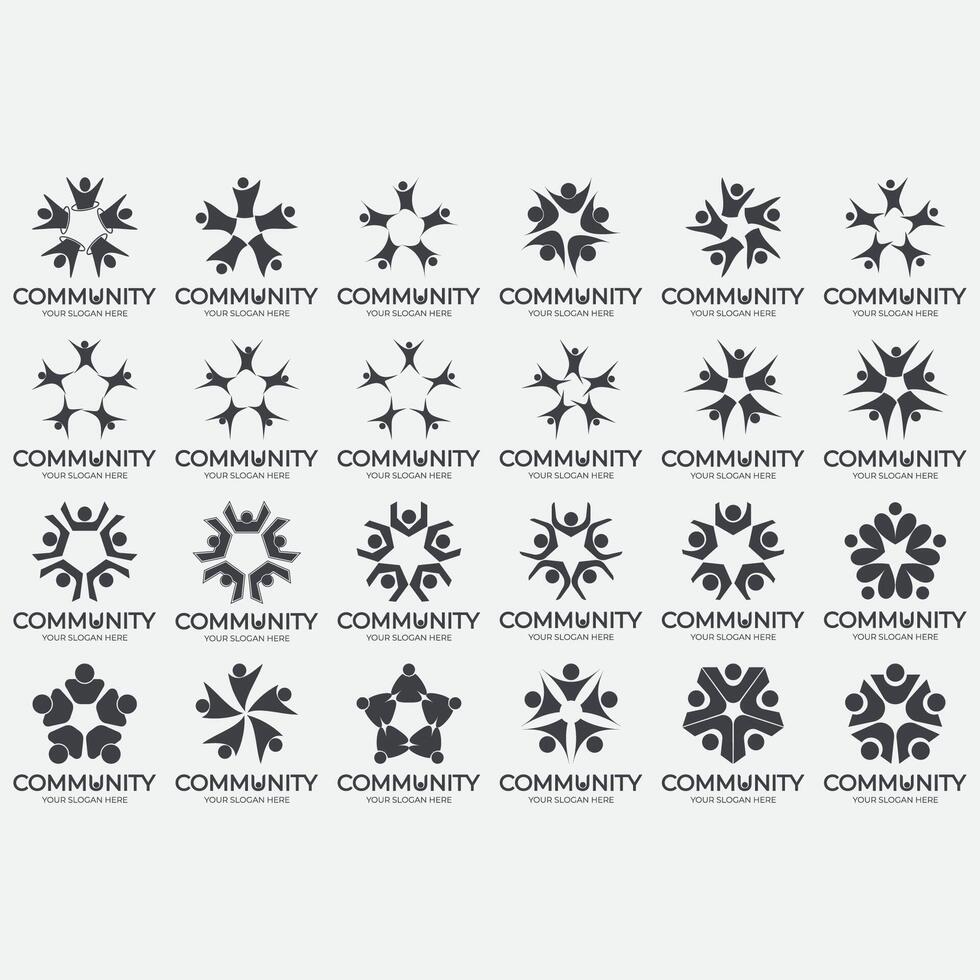 collection of abstract community logos vector